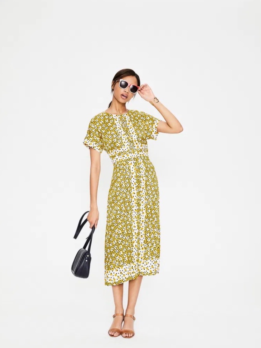 NWT Boden Emeralda Dress Yellow Polka Dot Midi Dress size 4 - Picture 7 of 8